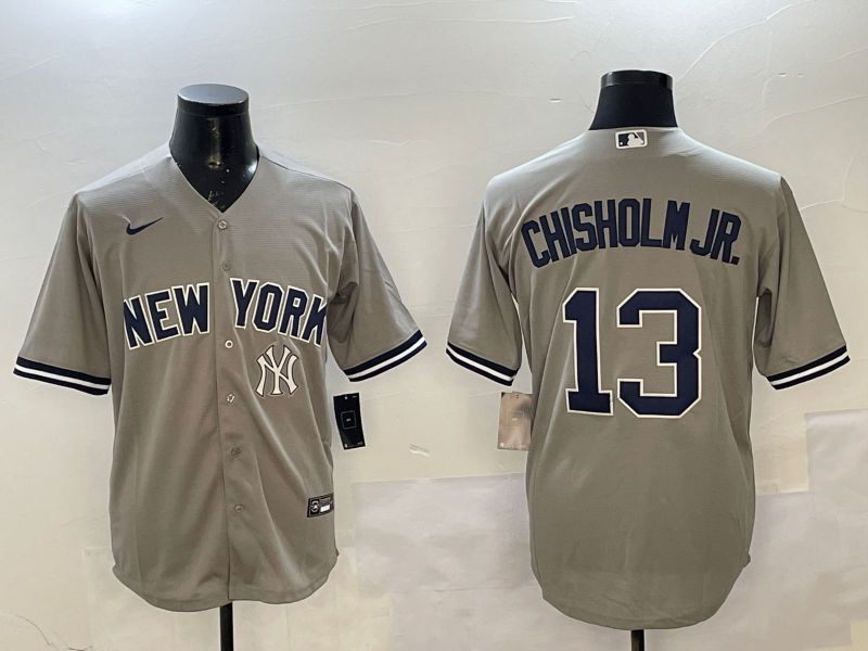 Men New York Yankees 13 Chisholm jr Grey Game 2025 Nike MLB Jersey style 4